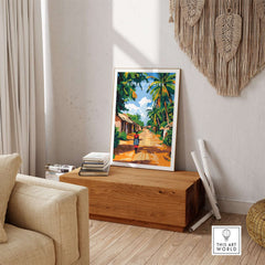 Côte d'Ivoire Wall Art - African Landscape Poster Print, Ivory Coast displayed in a cozy living room setting.