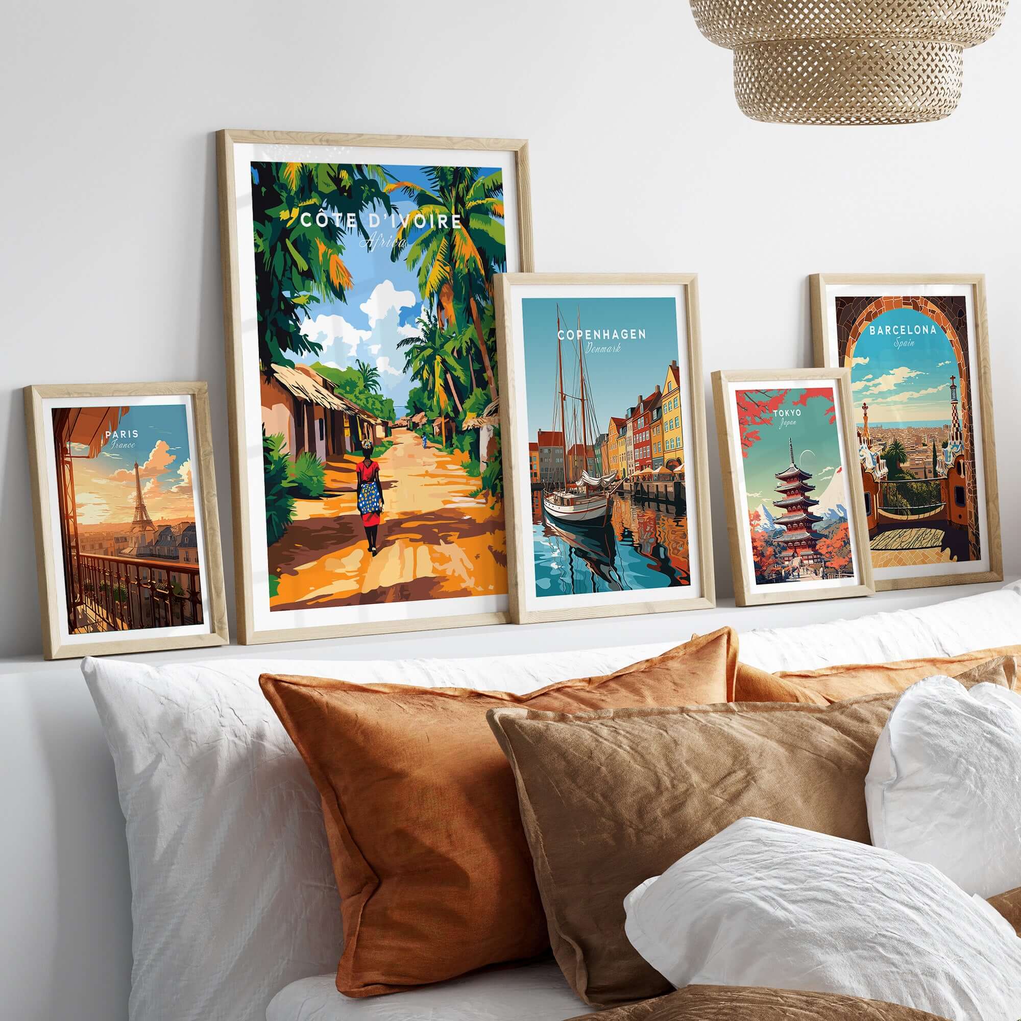 Côte d'Ivoire Wall Art - African Landscape Poster Print, Ivory Coast showcased in a stylish home decor setting.