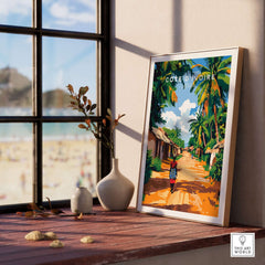 Côte d'Ivoire Wall Art - African Landscape Poster Print, Ivory Coast displayed in a sunny indoor setting.