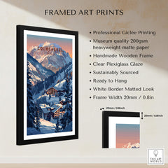 Courchevel Travel Poster - France framed art print with stunning ski slopes and mountain scenery