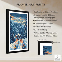 Courchevel Print France framed art print featuring a stunning ski scene in the French Alps, ready to hang.