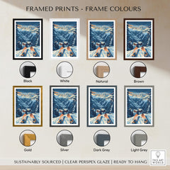 Framed Courchevel Print France available in multiple frame colors including black, white, natural, and more.