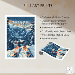 Courchevel Print France ski poster showcasing the beauty of the French Alps and winter sports.