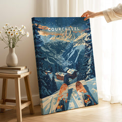 Courchevel Print France ski poster showcasing the stunning beauty of the French Alps and winter sports adventure.