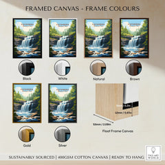 Cuyahoga National Park waterfall framed canvas art in six frame color options