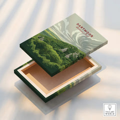 Dartmoor National Park Moorland Travel Poster — stretched canvas print floating detail mirror edge