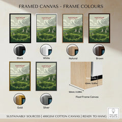 Dartmoor National Park Moorland Travel Poster — framed canvas float frame colour options