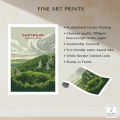 Dartmoor National Park Moorland Travel Poster — fine art print unframed quality details