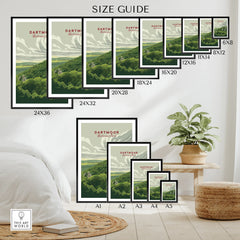 Dartmoor National Park Moorland Travel Poster — wall art poster size guide thisartworld