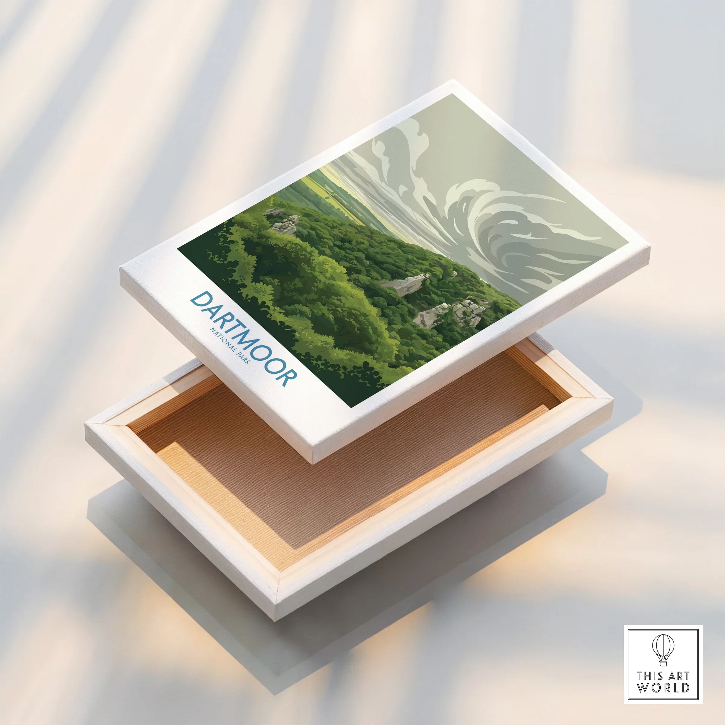 Dartmoor National Park Moorland Wall Art — stretched canvas print floating detail mirror edge
