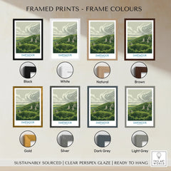 Dartmoor National Park Moorland Wall Art — framed print colour options