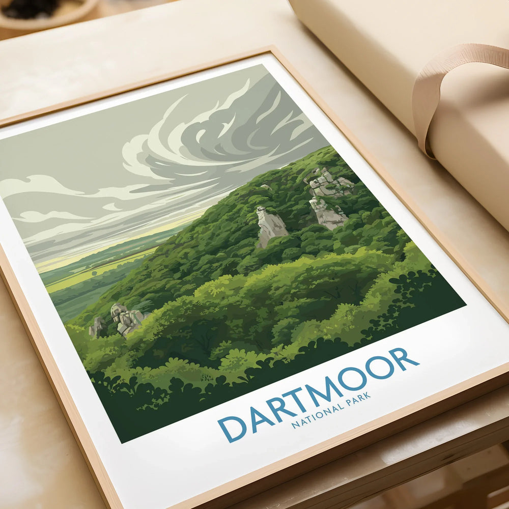 Dartmoor National Park Moorland Wall Art — framed art print closeup gift unwrapped natural frame