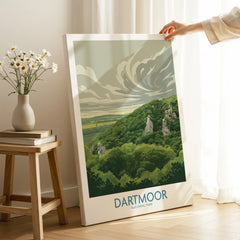 Dartmoor National Park Moorland Wall Art — canvas print mirror edge hand holding room setting