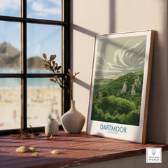 Dartmoor National Park Moorland Wall Art — framed print window view natural wood frame