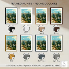Dartmoor National Park Tor Travel Poster — framed print colour options
