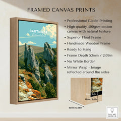 Dartmoor National Park Tor Travel Poster — framed canvas float frame details quality