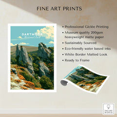 Dartmoor National Park Tor Travel Poster — fine art print unframed quality details