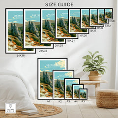 Dartmoor National Park Tor Travel Poster — wall art poster size guide thisartworld