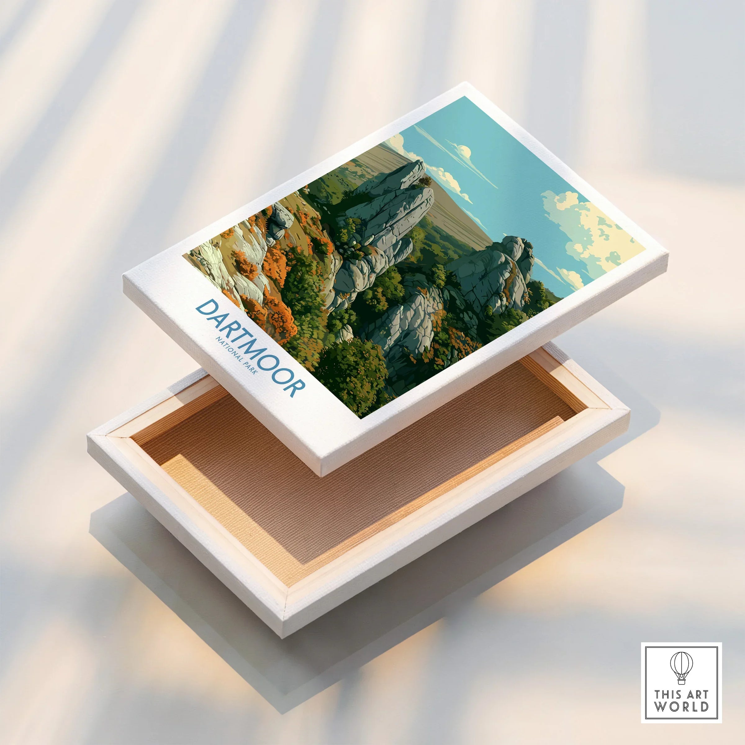 Dartmoor National Park Tor Wall Art — stretched canvas print floating detail mirror edge