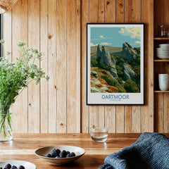 Dartmoor National Park Tor Wall Art — black framed art print kitchen setting