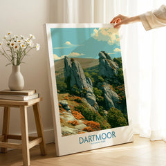 Dartmoor National Park Tor Wall Art — canvas print mirror edge hand holding room setting