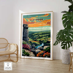 Dartmoor National Park print showcasing stunning landscapes and vibrant colors, perfect for home or office decor.