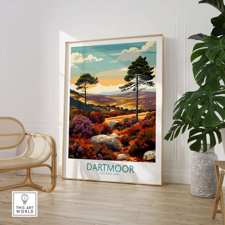 Dartmoor National Park wall art featuring vibrant landscapes and serene scenery, ideal for home decor inspiration.