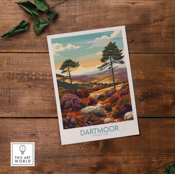 Dartmoor National Park wall art featuring vibrant landscapes and serene natural scenery for home decor.