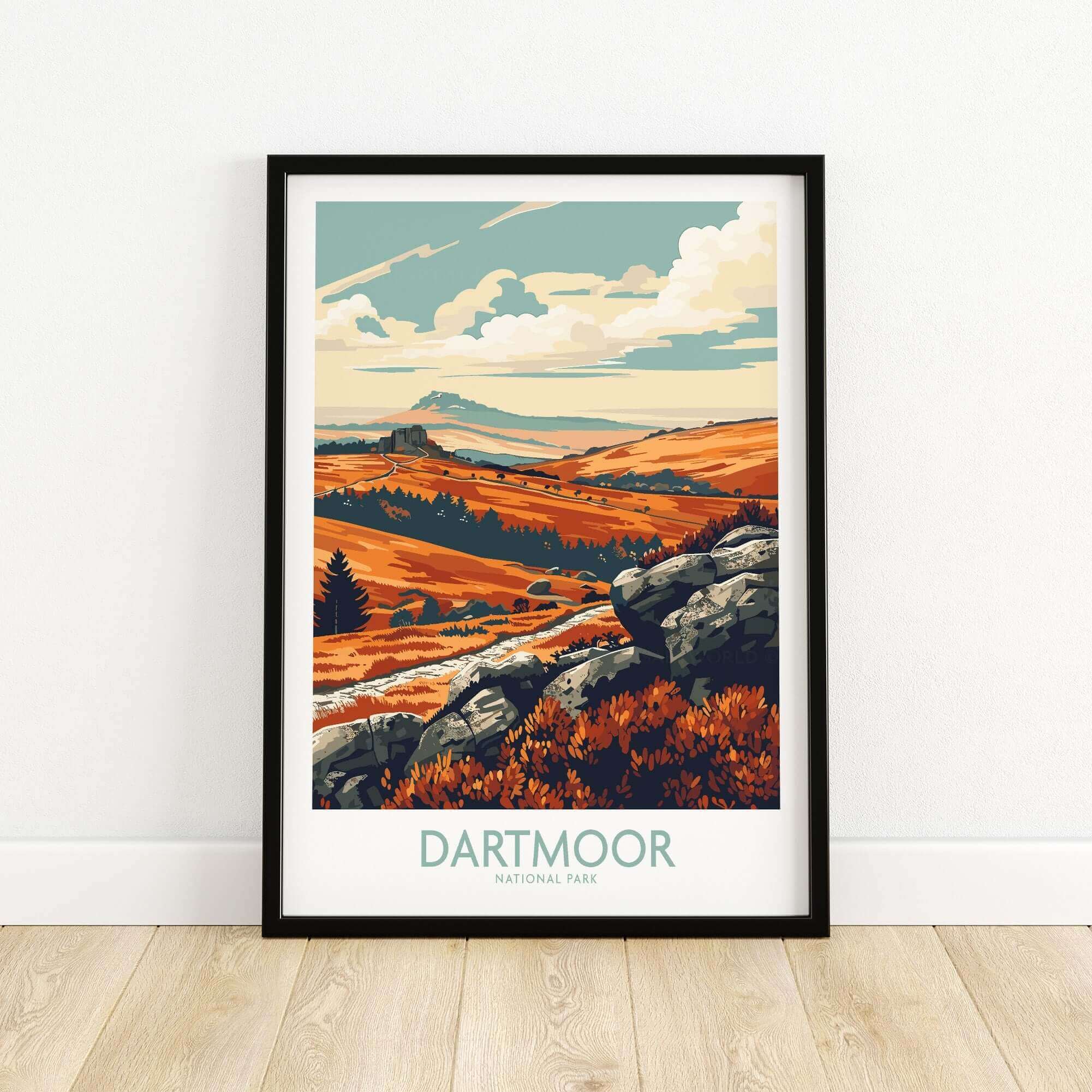 Dartmoor Poster National Park showcasing stunning landscapes and natural beauty of Dartmoor.