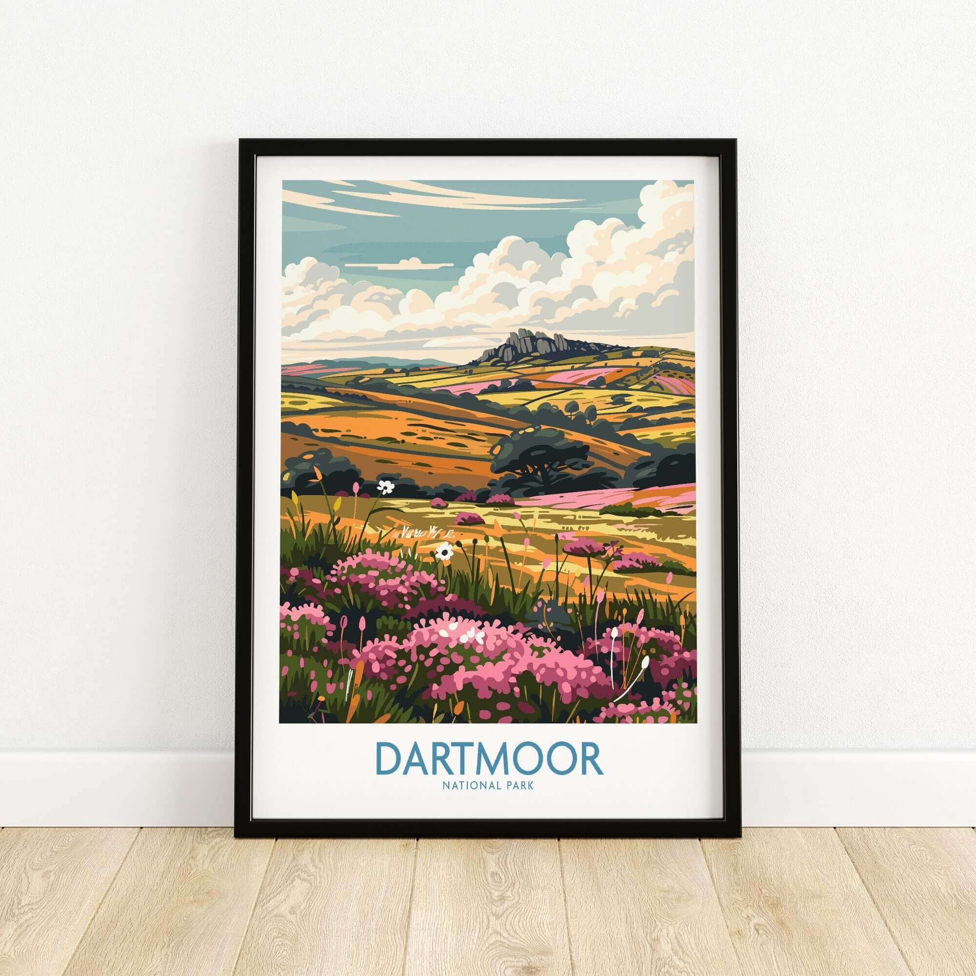 Beautiful Dartmoor Travel Print showcasing stunning landscapes and vibrant colors of Dartmoor National Park.
