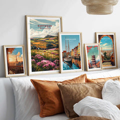 Dartmoor Travel Poster displayed among other travel posters, showcasing the beauty and adventure of Dartmoor.