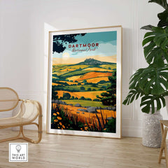 Dartmoor Wall Art Print showcasing the natural beauty of Dartmoor National Park in a stylish living area.