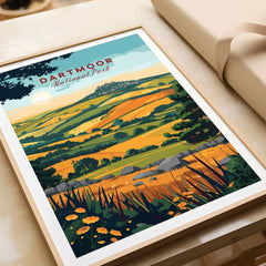 Dartmoor Wall Art Print showcasing the scenic beauty of Dartmoor National Park in vibrant colors.