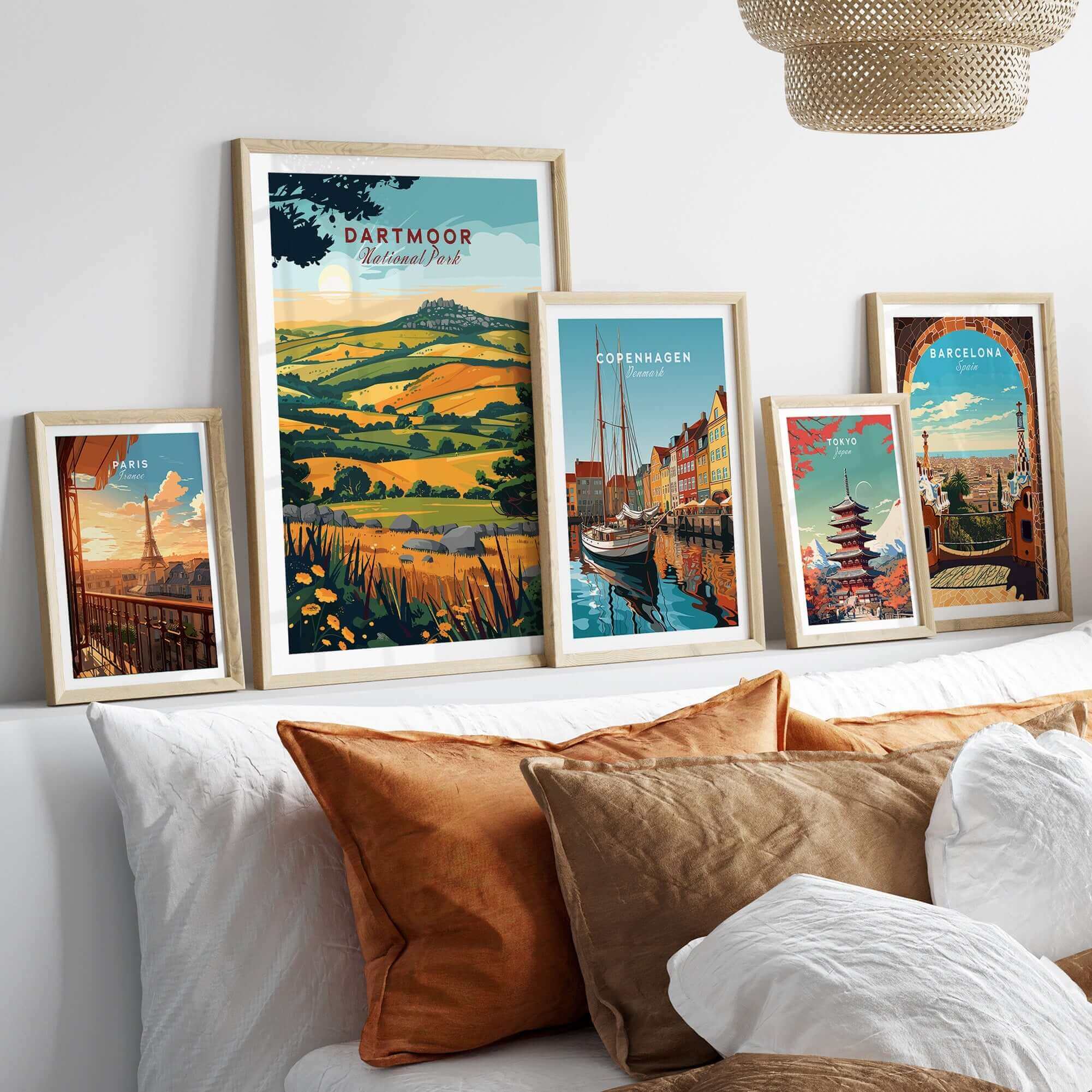 Dartmoor Wall Art Print displayed among other framed prints on a stylish wall, enhancing home decor.