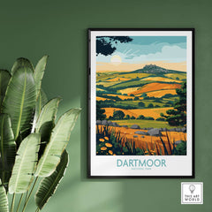 Dartmoor Wall Art showcasing the stunning landscape of Dartmoor National Park with vibrant colors.