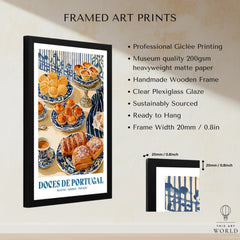 Portuguese Sweets Kitchen Wall Art - framed print details measurements quality details