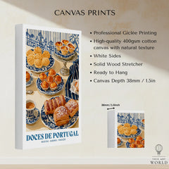 Portuguese Sweets Kitchen Wall Art - canvas print stretched cotton canvas details
