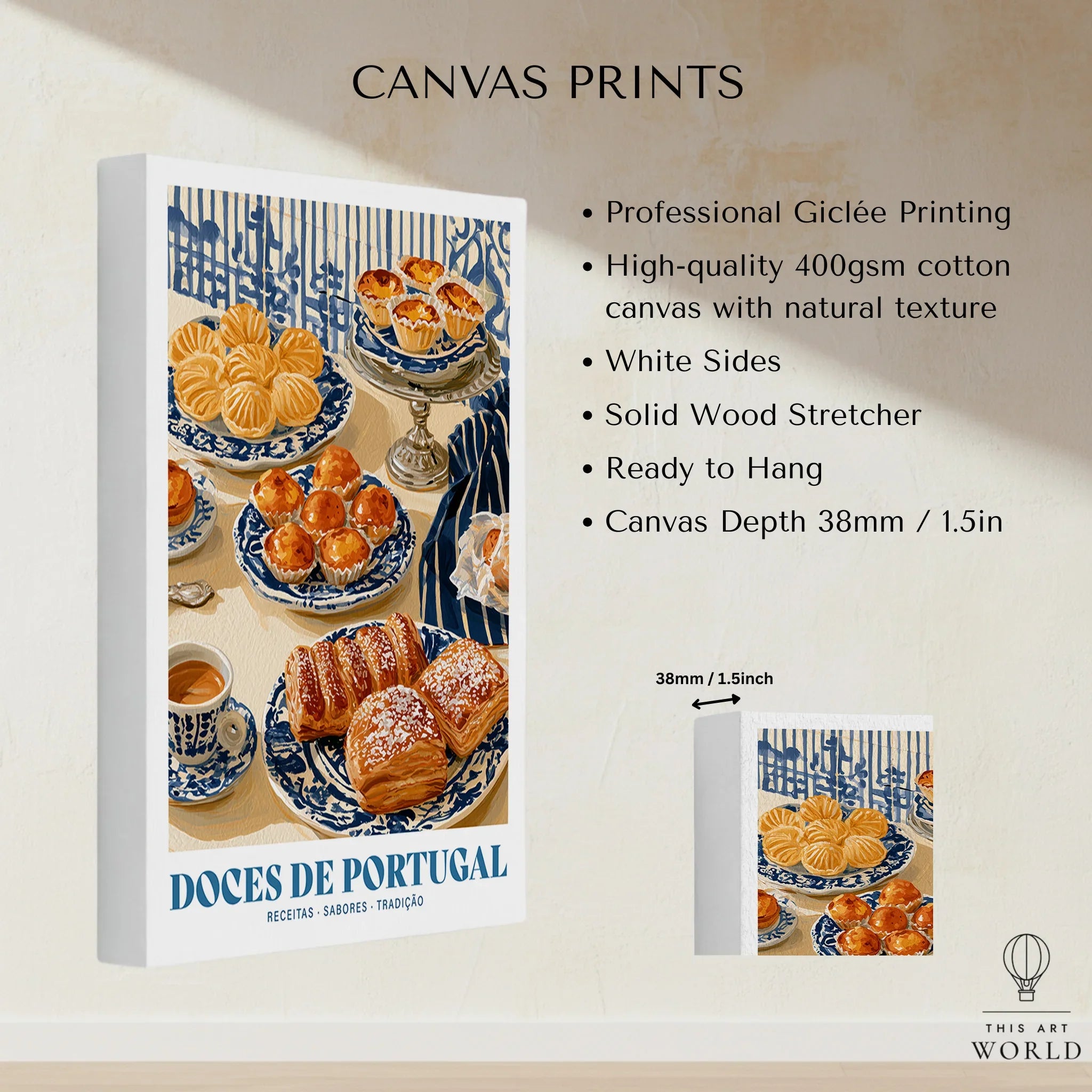 Portuguese Sweets Kitchen Wall Art - canvas print stretched cotton canvas details