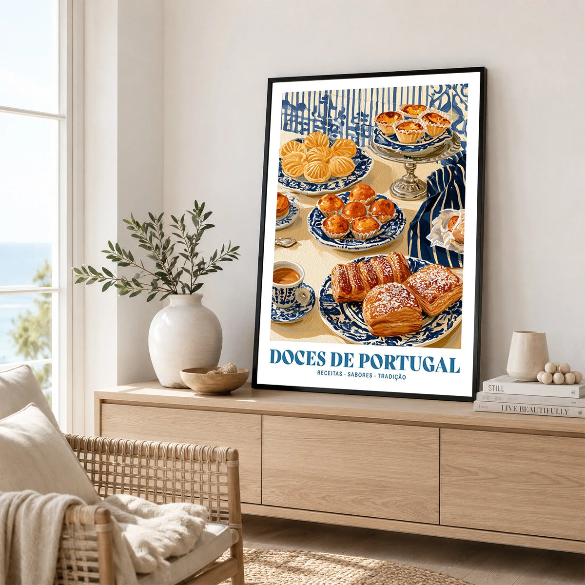 Portuguese Sweets Kitchen Wall Art - framed artwork living room lifestyle setting