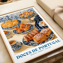 Portuguese Sweets Kitchen Wall Art - framed art print closeup gift unwrapped natural frame