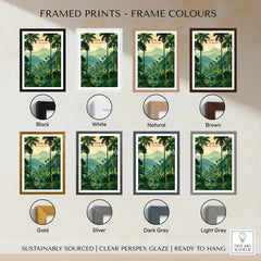 Dominican Republic travel poster in 8 frame colors: black, white, natural, brown, gold, silver, dark grey, light grey