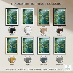 Dominican Republic travel poster in 8 frame colors: black, white, natural, brown, gold, silver, dark grey, light grey