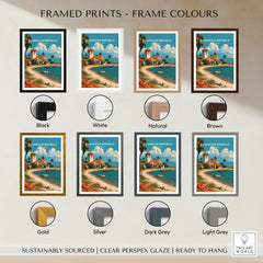 Dominican Republic travel poster in 8 frame colors: black, white, natural, brown, gold, silver, dark grey, light grey
