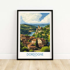 Dordogne Poster France featuring picturesque landscapes and charming villages in the Dordogne region of France.