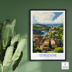 Dordogne Poster France showcasing a picturesque landscape with charming villages and historical scenery.