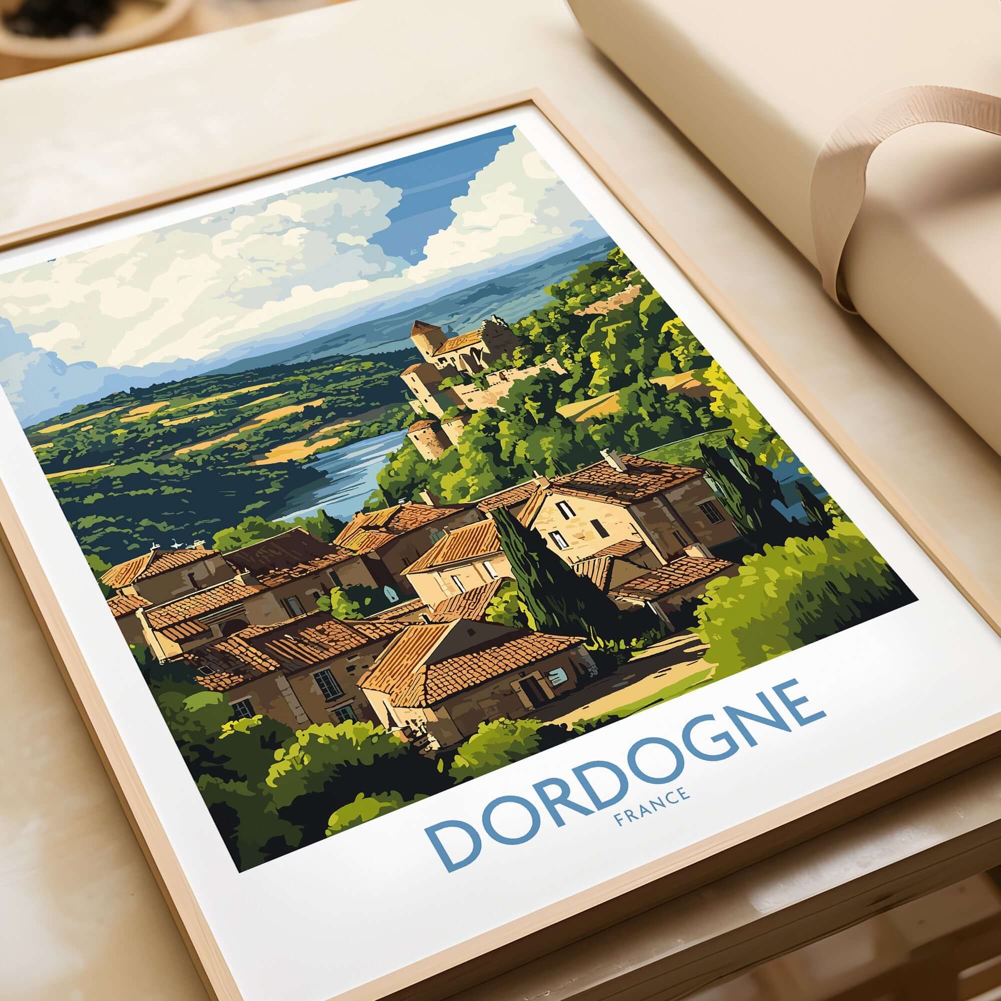 Dordogne Poster France showcasing picturesque landscapes and charming villages of the Dordogne region.