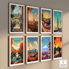 Collection of travel prints including Dordogne Travel Print showcasing iconic destinations.