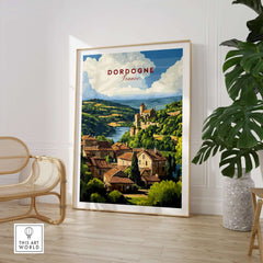 Dordogne Wall Art Print showcasing the beautiful landscape of Dordogne region in France with vibrant colors.