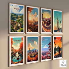 Dordogne Wall Art Print showcasing the scenic beauty of the Dordogne region framed on a gallery wall.