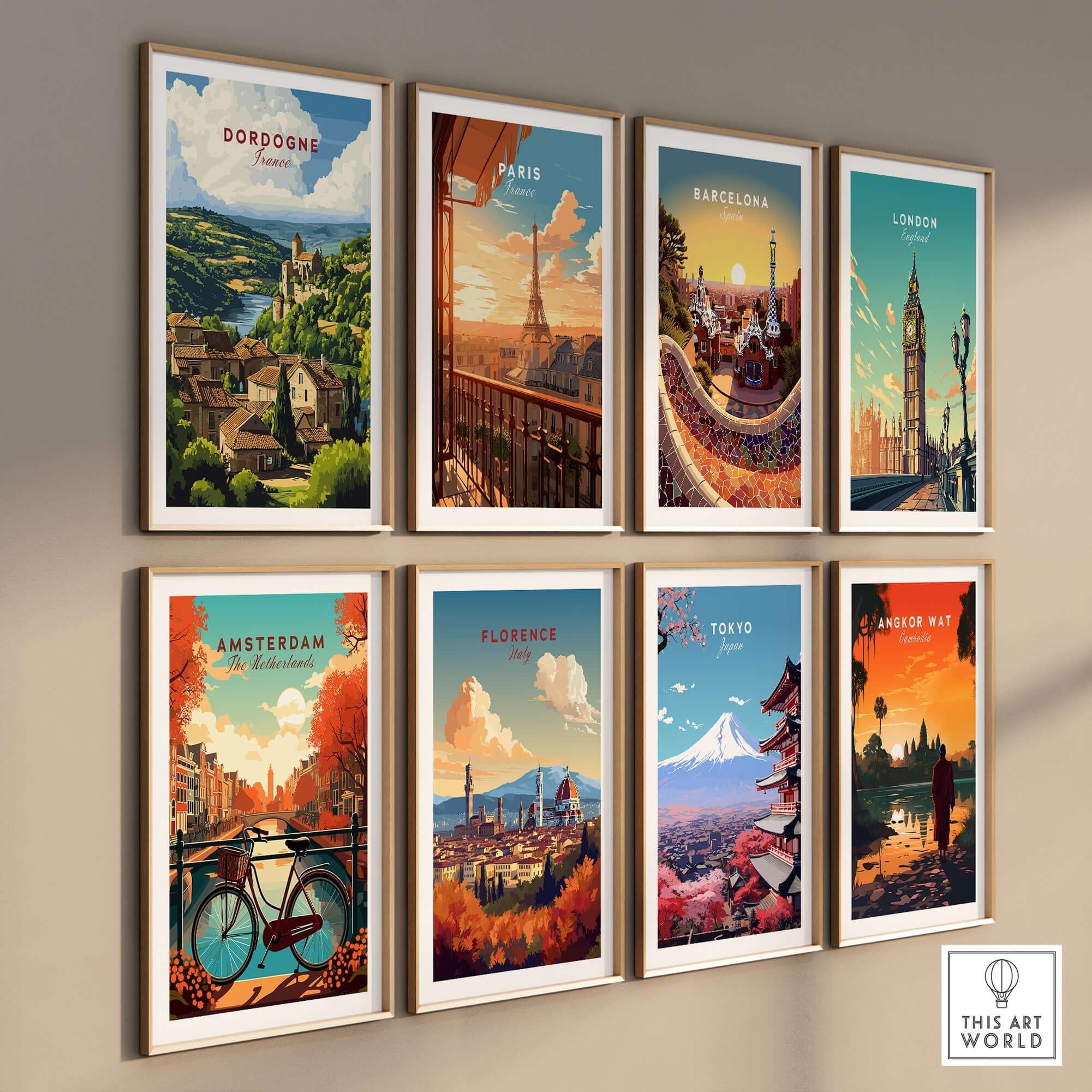 Dordogne Wall Art Print showcasing the scenic beauty of the Dordogne region framed on a gallery wall.